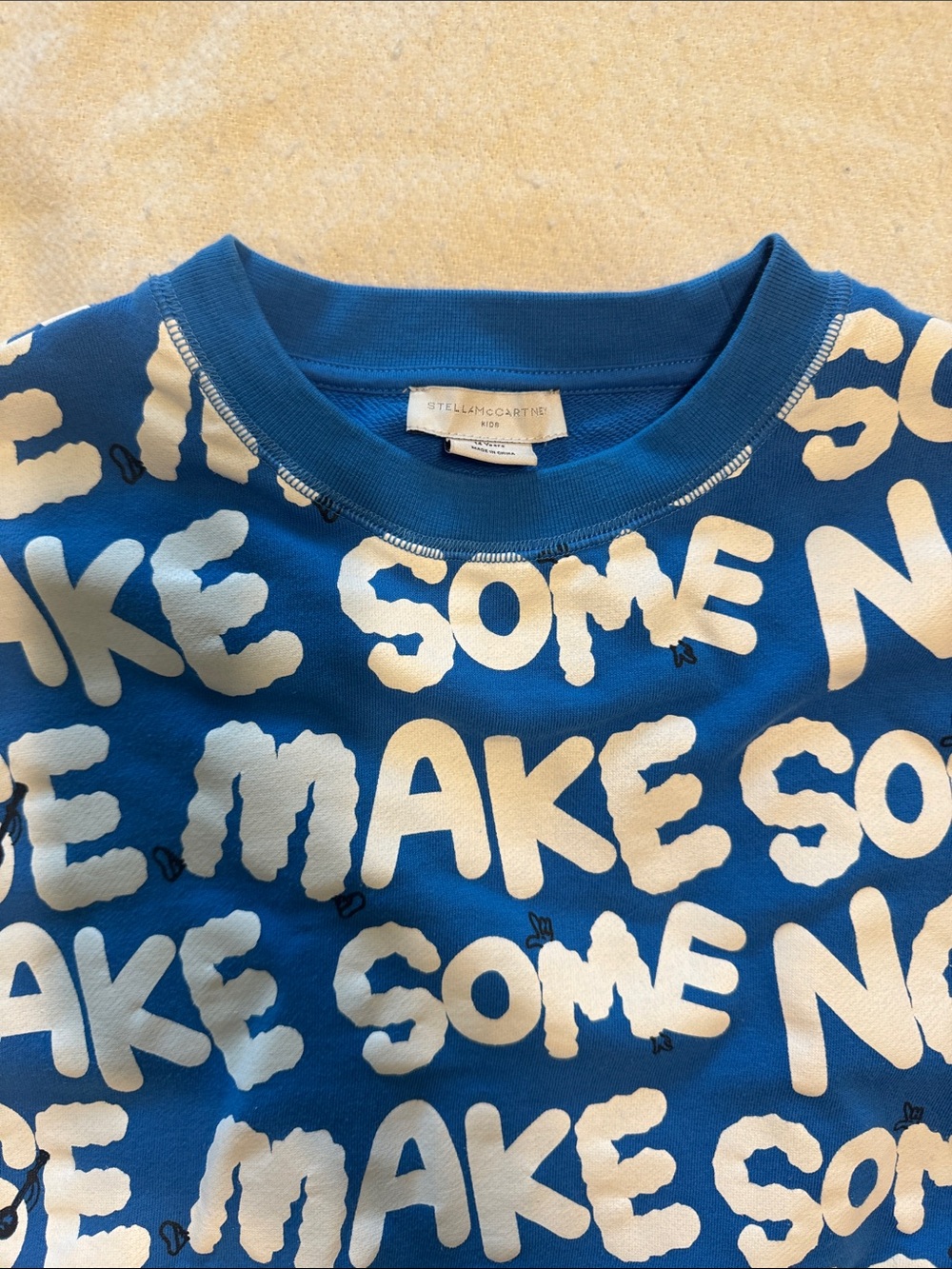 Stella McCartney Kids bright blue 'Make Some Noise' sweatshirt